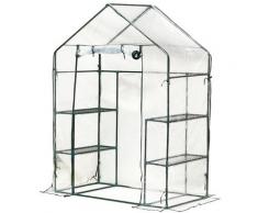 Serre de Jardin 143L x 73l x 195H cm 4 tablettes acier PE haute densité 140 g/m² anti-UV avec porte