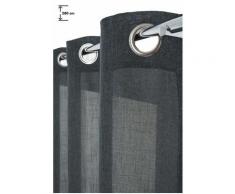 Rideau Tamisant 140 x 280 cm à Oeillets Grande Hauteur Effet Lin Chambray Tissé Teint Anthracite