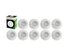 Lot de 10 Spot Led Encastrable Complete Blanc Orientable lumière Blanc Chaud eq. 50W ref.193