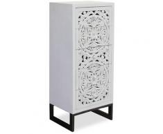 Chiffonnier 5 tiroirs bois blanc et métal noir Dias