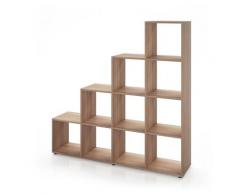 Vicco - Étagère escalier cloison de séparation 10 compartiments 140 cm Sonoma