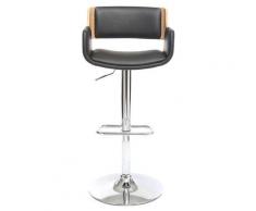 Tabouret de bar design polyuréthane bois RAY - Bois clair / noir