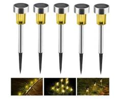 5Pack Lampe Solaire Exterieure au Sol,Etanche Acier Inoxydable LED Solaire Jardin Lampe Lumière de