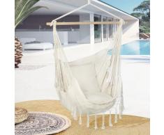 Idmarket - Fauteuil suspendu BALI 2 coussins écru