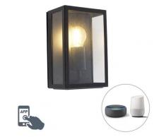 LED Applique d'extérieur intelligente noire avec WiFi A60 IP44- Rotterdam 2 Qazqa Rustique