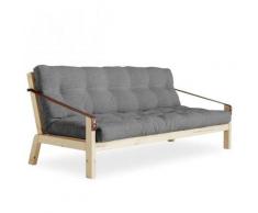 Banquette futon POETRY en pin massif coloris gris granit couchage 130 x 190 cm. - gris