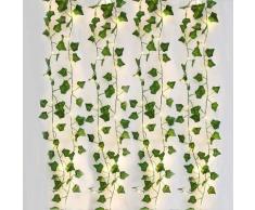 Lierre Artificiel, 2M Feuille Guirlande Lumineuse, Plantes Artificielles avec 20 LED et Vert