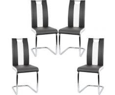 4 Chaises de Salle à Manger Cuisine Piètement Acier Chromé Revêtement Similicuir 48.5cm de Hauteur