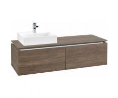 Meuble sous-lavabo Villeroy & Boch Legato B113, 1400x380x500mm, lavabo à gauche, éclairage LED,