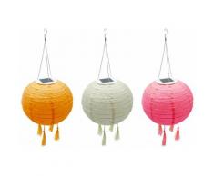 Lot de 3 lampion solaire SHANGRI LA Orange Nylon D20cm - Orange