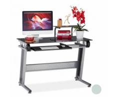 Bureau pour ordinateur, en verre, plateau pour clavier et étagère, HxlxP 94x110x63cm, différentes