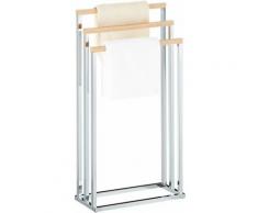 Porte-serviettes sur pied EDOARDO portant pour linge de bain ou vêtements avec 3 tringles, en métal