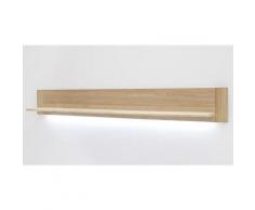 Etagère murale en chêne massif bianco avec LED - L.180 x H.24 x P.25 cm -PEGANE-