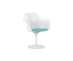 Chaise Tulipe pivotante - Simili Cuir - Coque Noire Turquoise