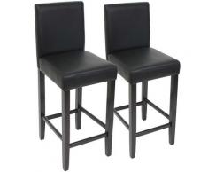 2x tabouret de bar chaise de bar M37 cuir synthétique ~ noir, pieds foncés