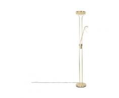 Lampadaire Moderne en laiton avec lampe de lecture avec LED dim pour chauffer - Diva Qazqa Moderne