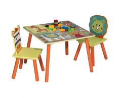 1 Table et 2 Chaises Enfant en MDF.60X60X44cm.Motif Animaux Cartoons - Woltu