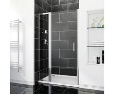 SIRHONA Porte de douche 110 x 185 cm porte pivotante en niche avec étagère en verre - FFP80+FEXT30S