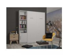 Composition armoire lit escamotable SMART-V2 blanc mat Couchage 160 x 200 cm