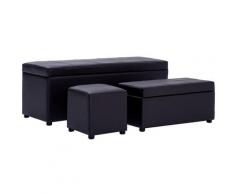 Bancs avec Repose-pieds Similicuir Marron 3 pcs