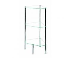 Etagère salle de bain en Tube d'acier Chromé Verre trempé - L46 x P32 x H77 cm