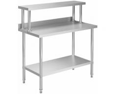 Table de travail de cuisine avec étagère 120x60x120 cm Inox