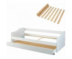 Maceo - Pack Lit Gigogne 90x190cm Blanc + Sommier