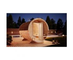Sauna tonneau FinnTherm Carrie naturel Bois thermique, 42 mm Épaisseur de paroi 215 x 280 cm - sans