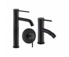 Set complet dans la salle de bain noir mat Piralla Iseo KITISEO2 | Noir mat