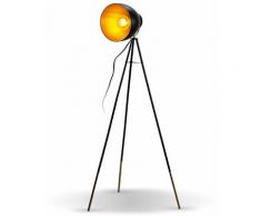 Lampadaire rétro noir doré lampe à pied métal design vintage E27