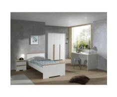 Pack - Lit Enfant, Chevet, Armoire, Bureau london Blanc - Paris Prix