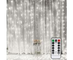 Rideau Lumineux, Fenêtre Guirlandes Lumineuses 300 LED 3m*3m, 8 Modes d'Eclairage, Ambiance pour
