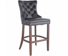 Tabouret de bar Taipeh cuir véritable noir Antique