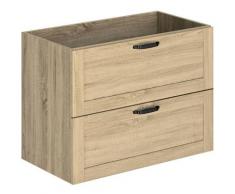 Meuble sous-vasque 80 cm à suspendre CAMBRIDGE - 2 tiroirs bois à fermeture progressive couleur