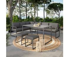 Salon de jardin en acier 8 personnes d'angle design - Gris Anthracite- ROMY - Anthracite