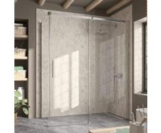 Kassandra - Paroi de douche fixe + Porte coulissante LUNA 115 cm Paroi latérale : 76.5 - 79 cm