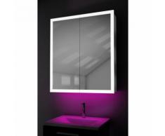 Armoire salle de bains Ambient P Bordures Lumineuses, Antibuée, Rasoir, Capteur - Couleur LED : Rose