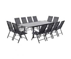 Ravenne 12. Salon de jardin en aluminium 12 places gris