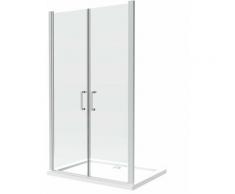 Porte de douche de 8 mm double vantail réversible sur la même ligne H.200 – 118,5-122,5 cm