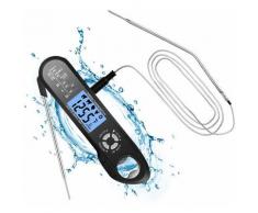 Thermomètre Cuisine, avec Double Sonde & Fil Long LCD Thermomètre Cuisson Électronique à Lecture