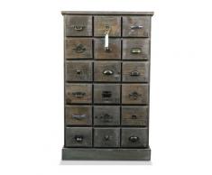 Chiffonnier 18 Tiroirs Bois 67x36x110cm - Décorations d'Autrefois - Marron
