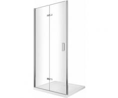 Porte de douche 6 mm pliante pour installation en niche - 73-76,5