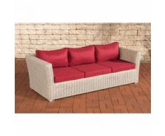 Canapé de jardin 3 places Mandal rond/blanc perle Rouge rubin