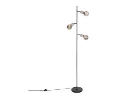 QAZQA pedra - Lampadaire Rustique - 3 lumière - H 160 cm - Noir - Rustique - Éclairage intérieur