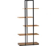 Étagère style industriel en escalier 5 étagères dim. 80L x 39l x 179H cm métal noir panneaux