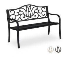 Relaxdays - Banc jardin antique, 2 personnes, balcon, terrasse, métal, H x L x P : 90 x 127,5 x