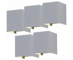 Etc-shop - Lot de 5 appliques murales d'extérieur LED effet plot UP & DOWN spots mobiles