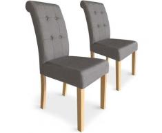 Chaise capitonnée tissu taupe Krea - Lot de 2
