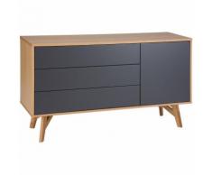 Buffet enfilade Gris de 3 tiroirs et 1 porte - L.150 x l.45 x H.85 cm -PEGANE-
