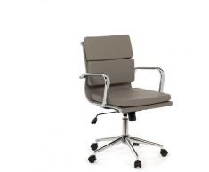 Chaise de bureau métallique à roulettes Fhöt Simili cuir Gris Taupe - Sklum